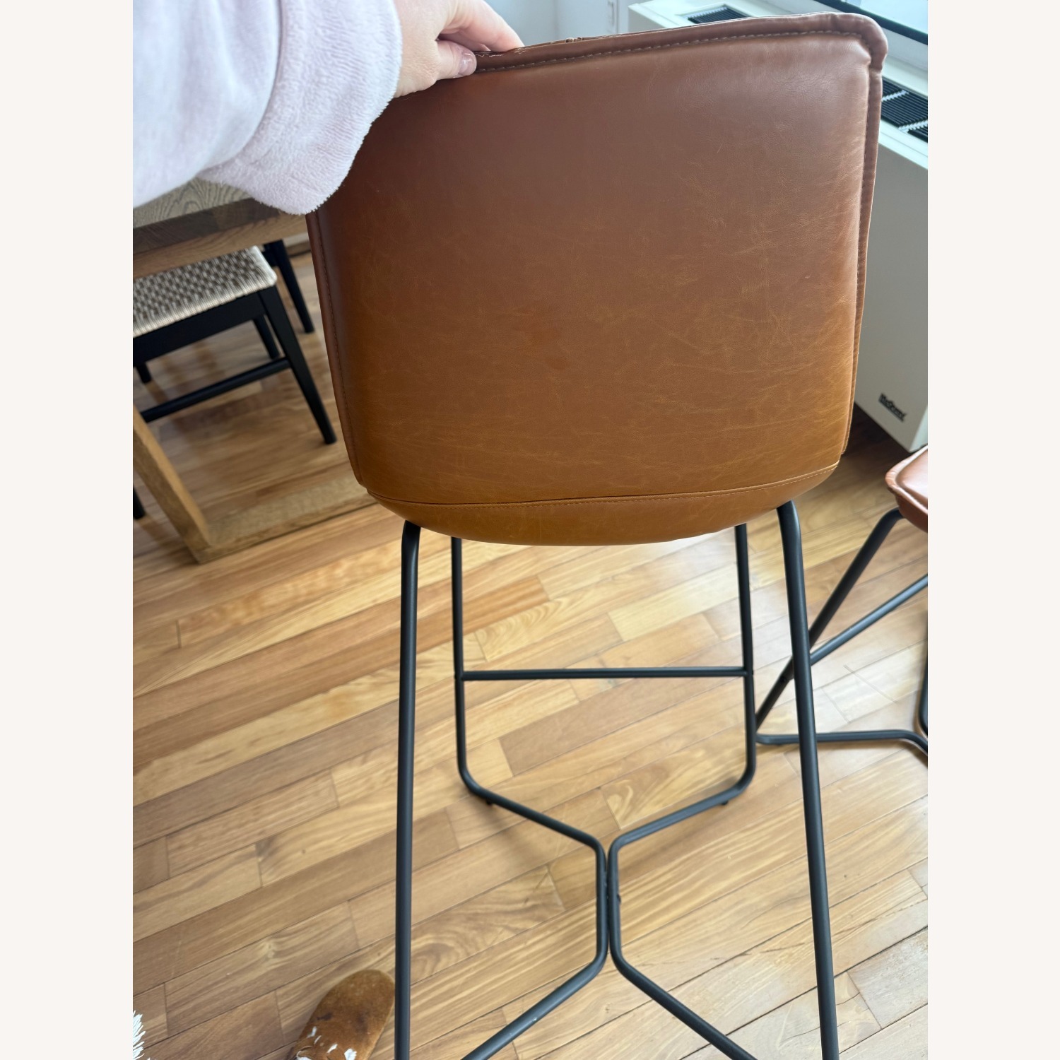 Macy's Light Brown Leather Stools - image-4