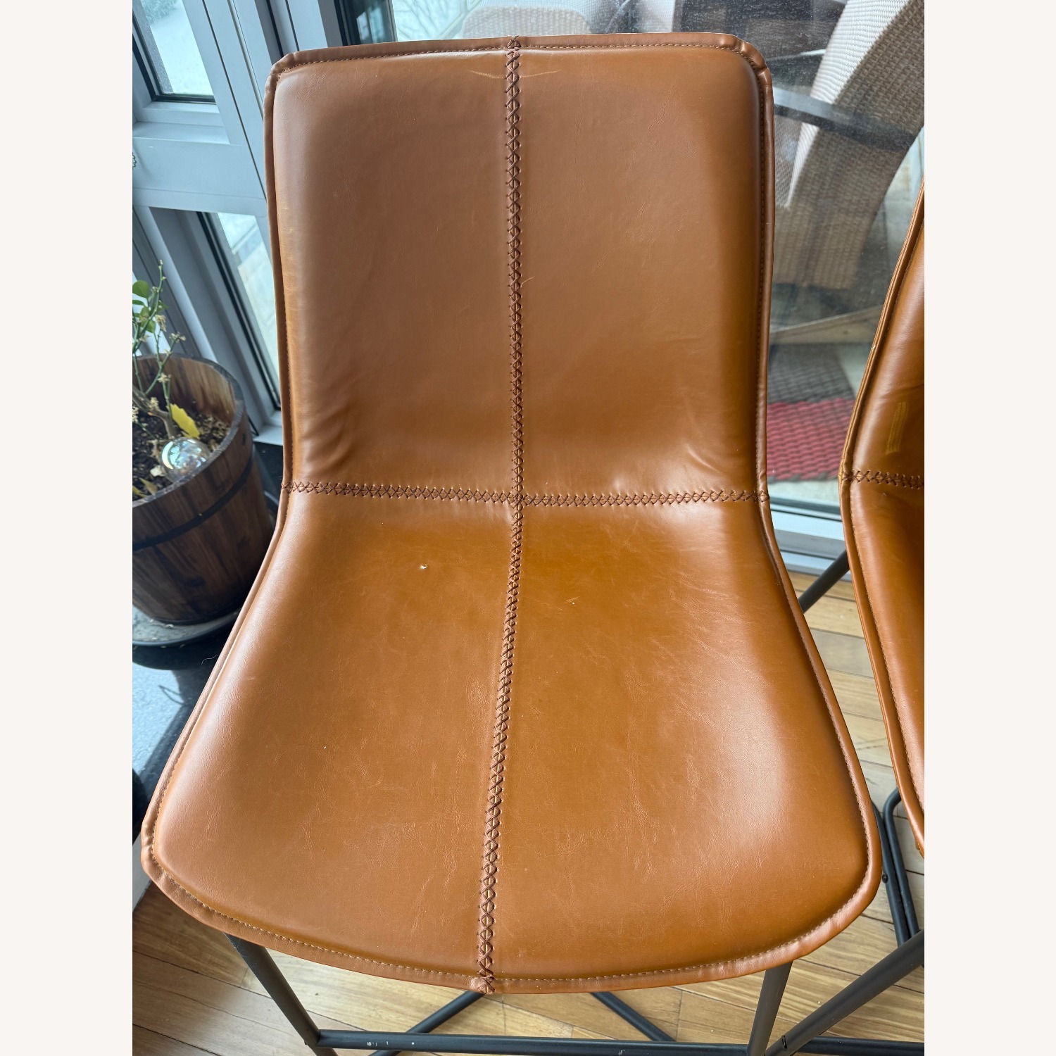 Macy's Light Brown Leather Stools - image-3