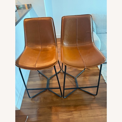 Used Macy's Light Brown Leather Stools for sale on AptDeco