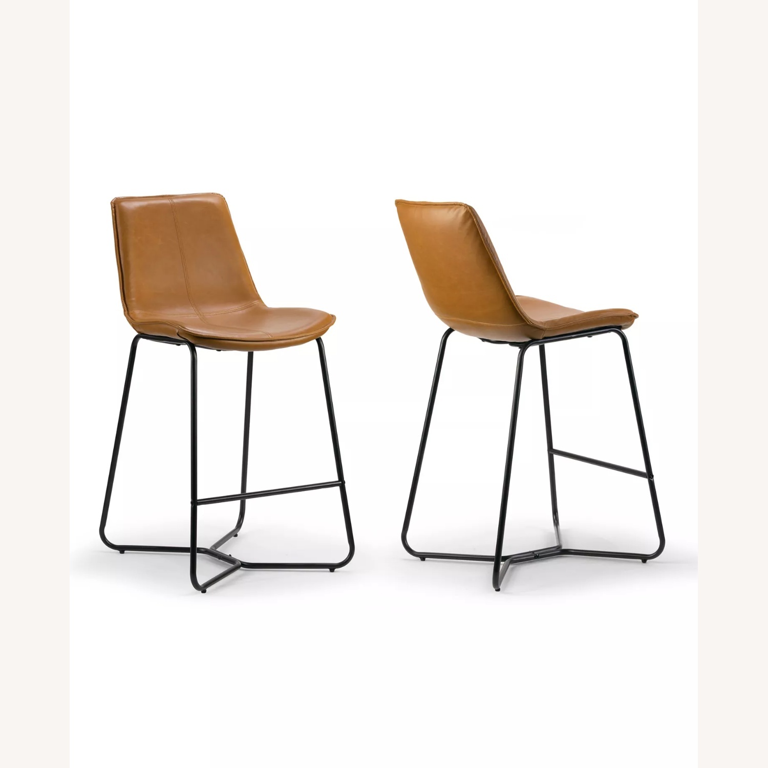 Macy's Light Brown Leather Stools - image-6