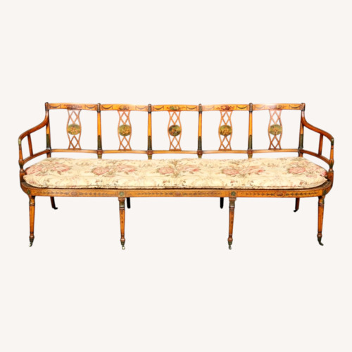 Used 19th Century English Adams Style Cane Seat Settee  for sale on AptDeco