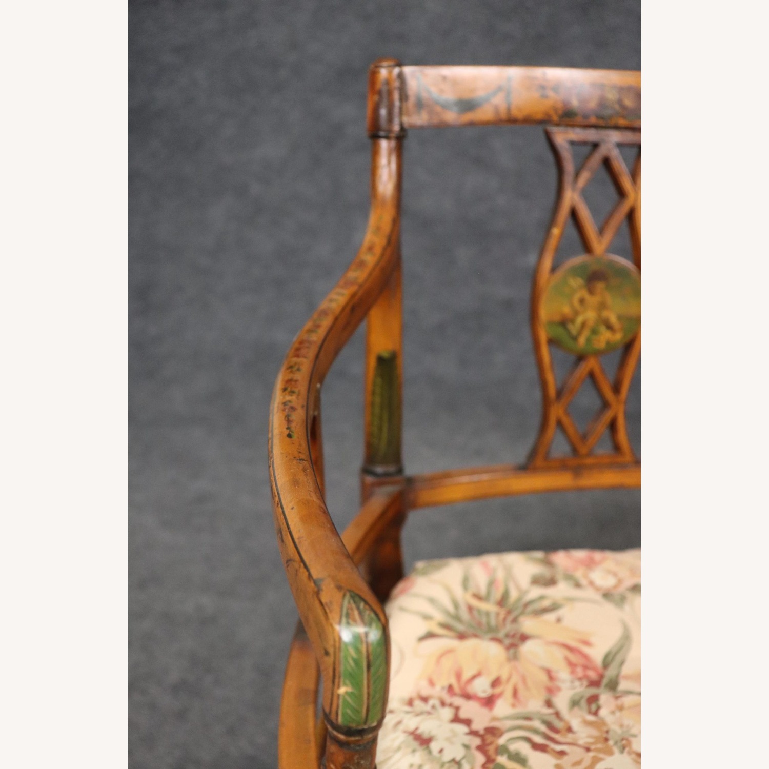 19th Century English Adams Style Cane Seat Settee - image-5
