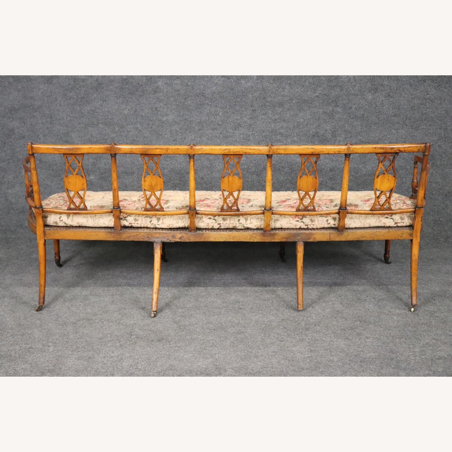 19th Century English Adams Style Cane Seat Settee - image-6