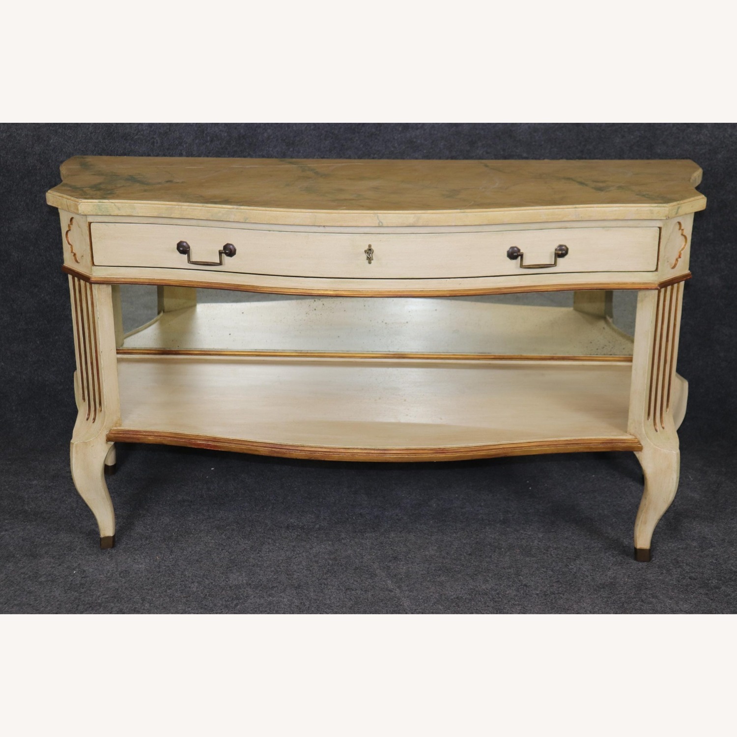 Vintage Faux Marble Top Console Tables - image-6