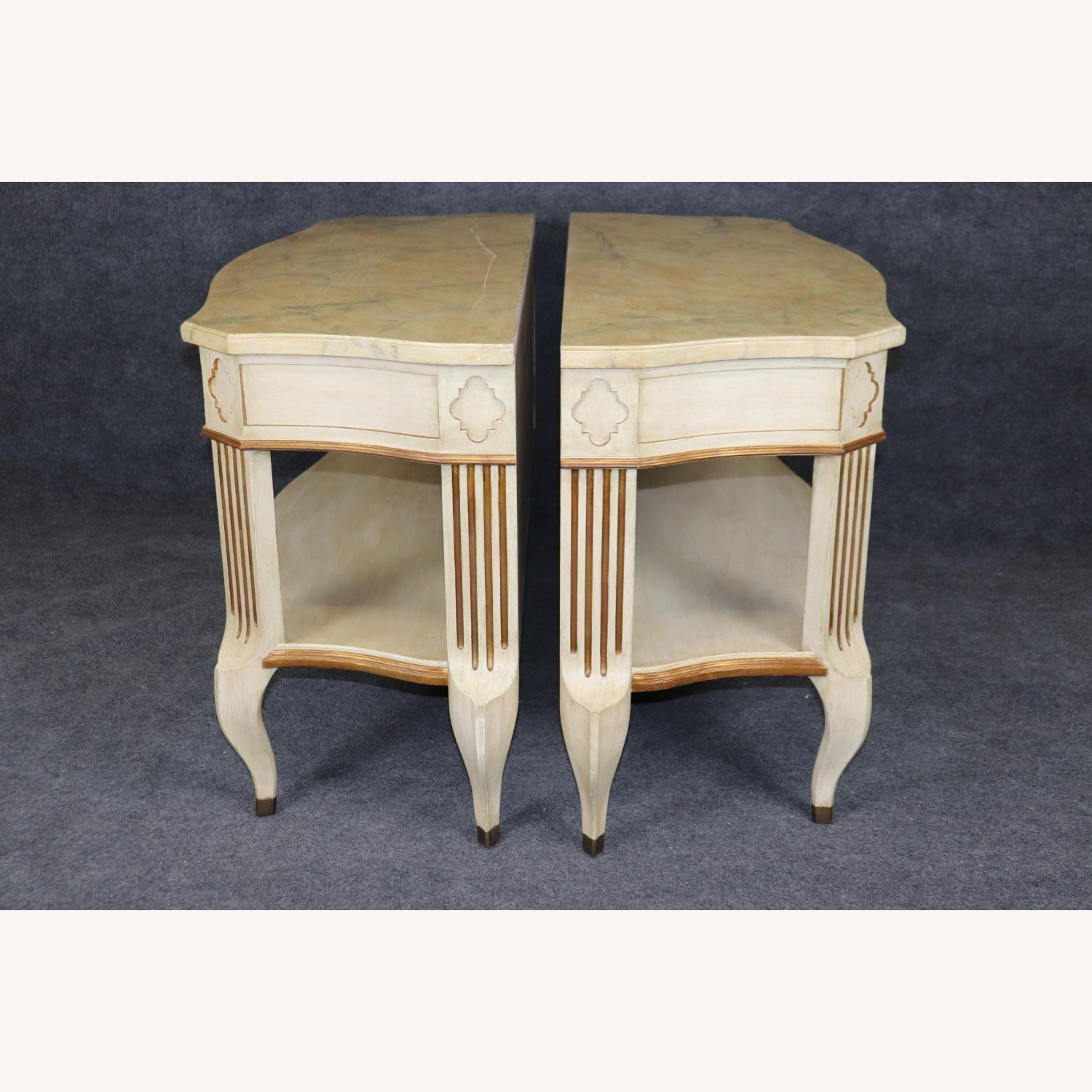 Vintage Faux Marble Top Console Tables - image-7
