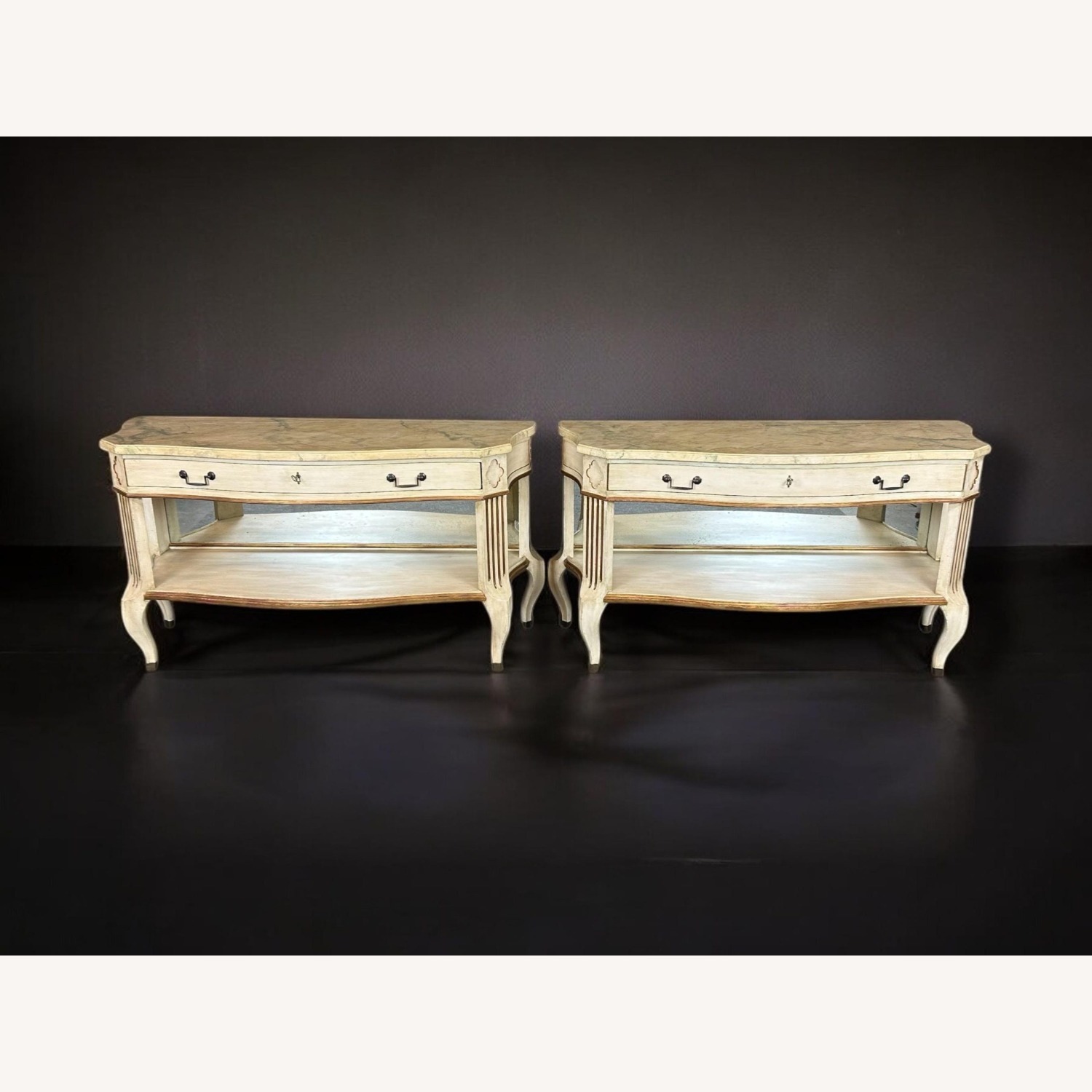 Vintage Faux Marble Top Console Tables - image-9