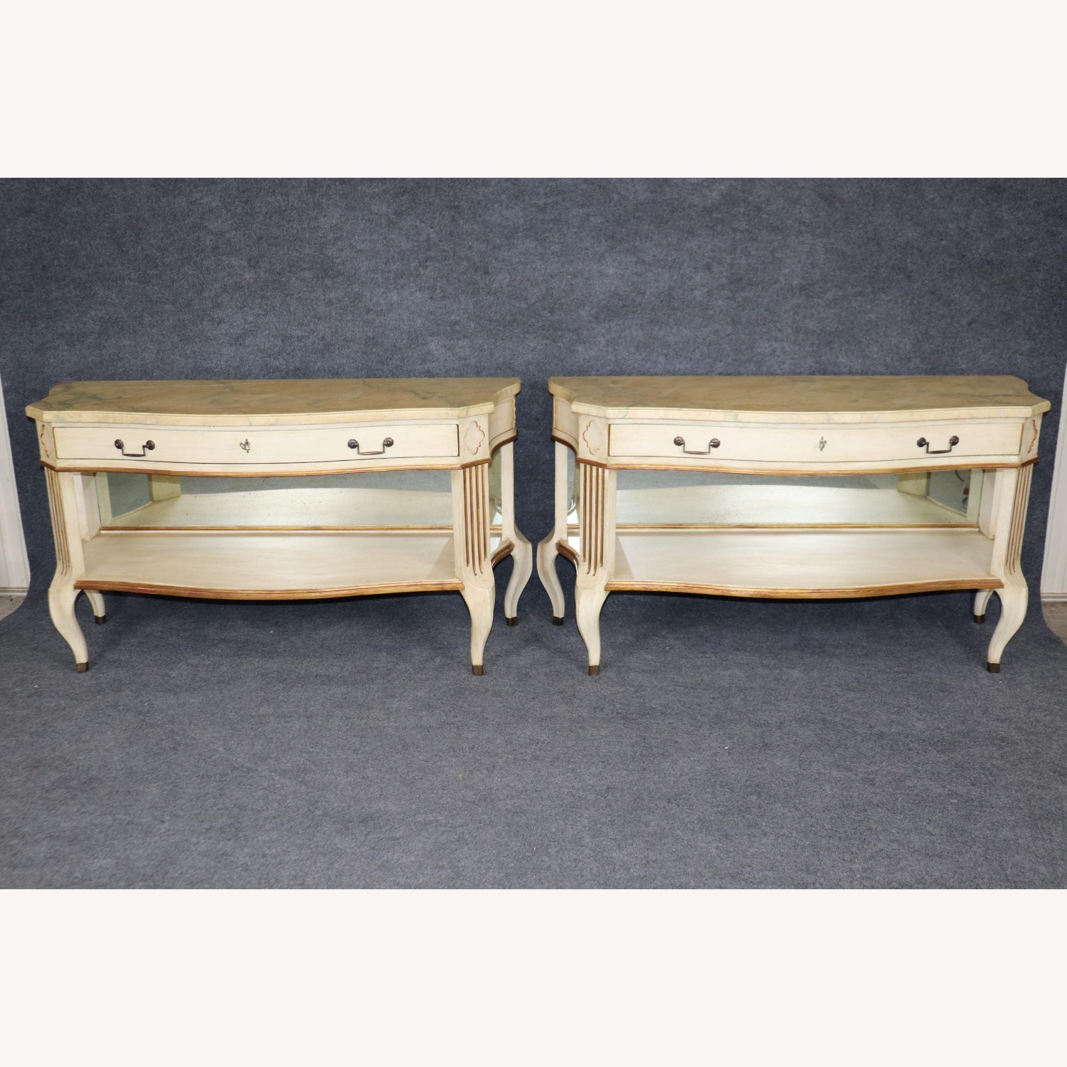 Vintage Faux Marble Top Console Tables - image-8