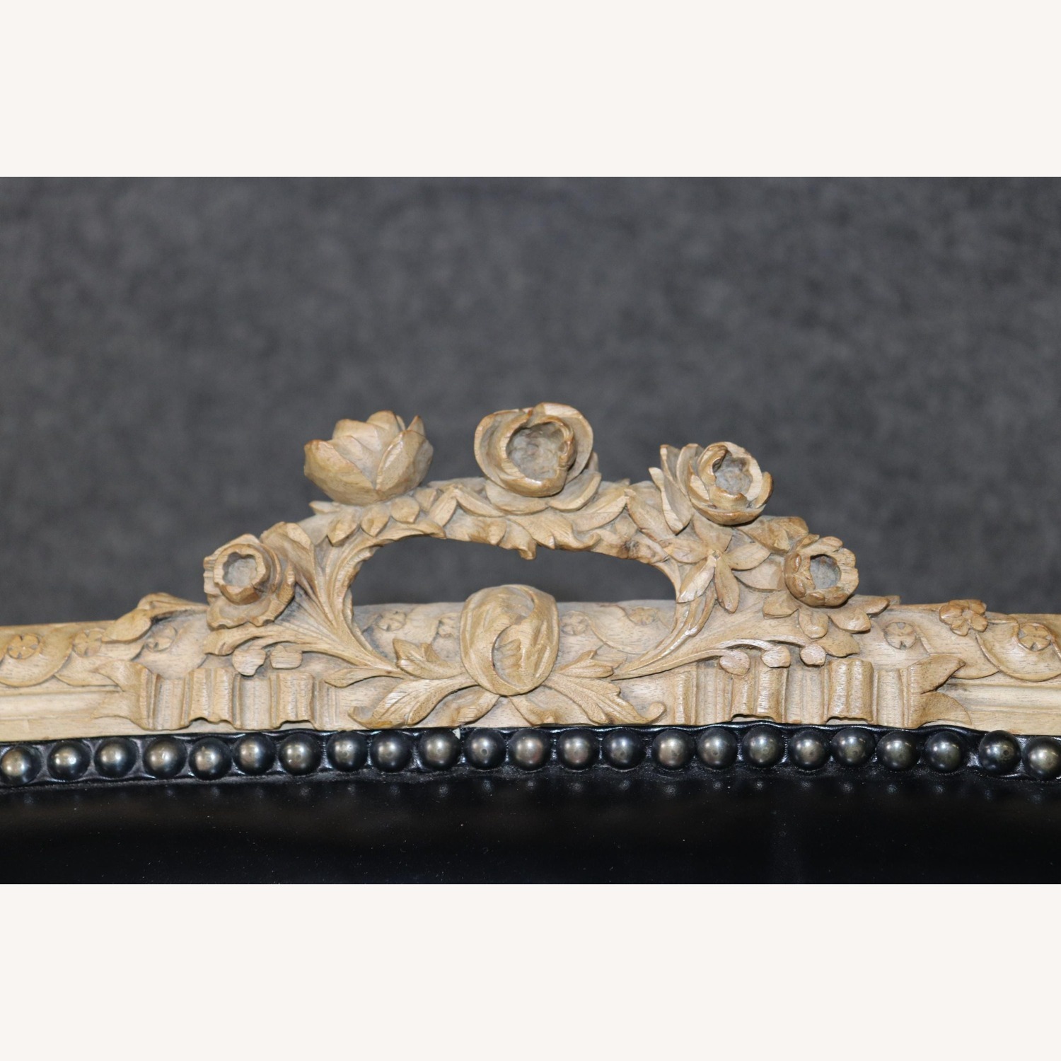 Antique Louis XV Leather Upholstered Carved Settee - image-2