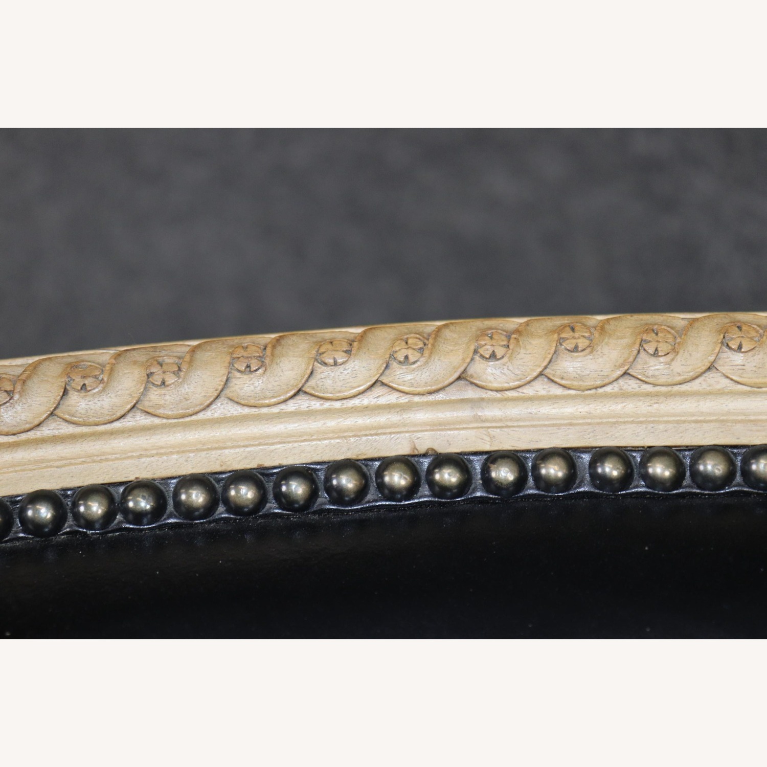 Antique Louis XV Leather Upholstered Carved Settee - image-3