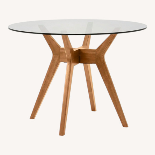 Used West Elm Jensen Glass Round Dining Table for sale on AptDeco