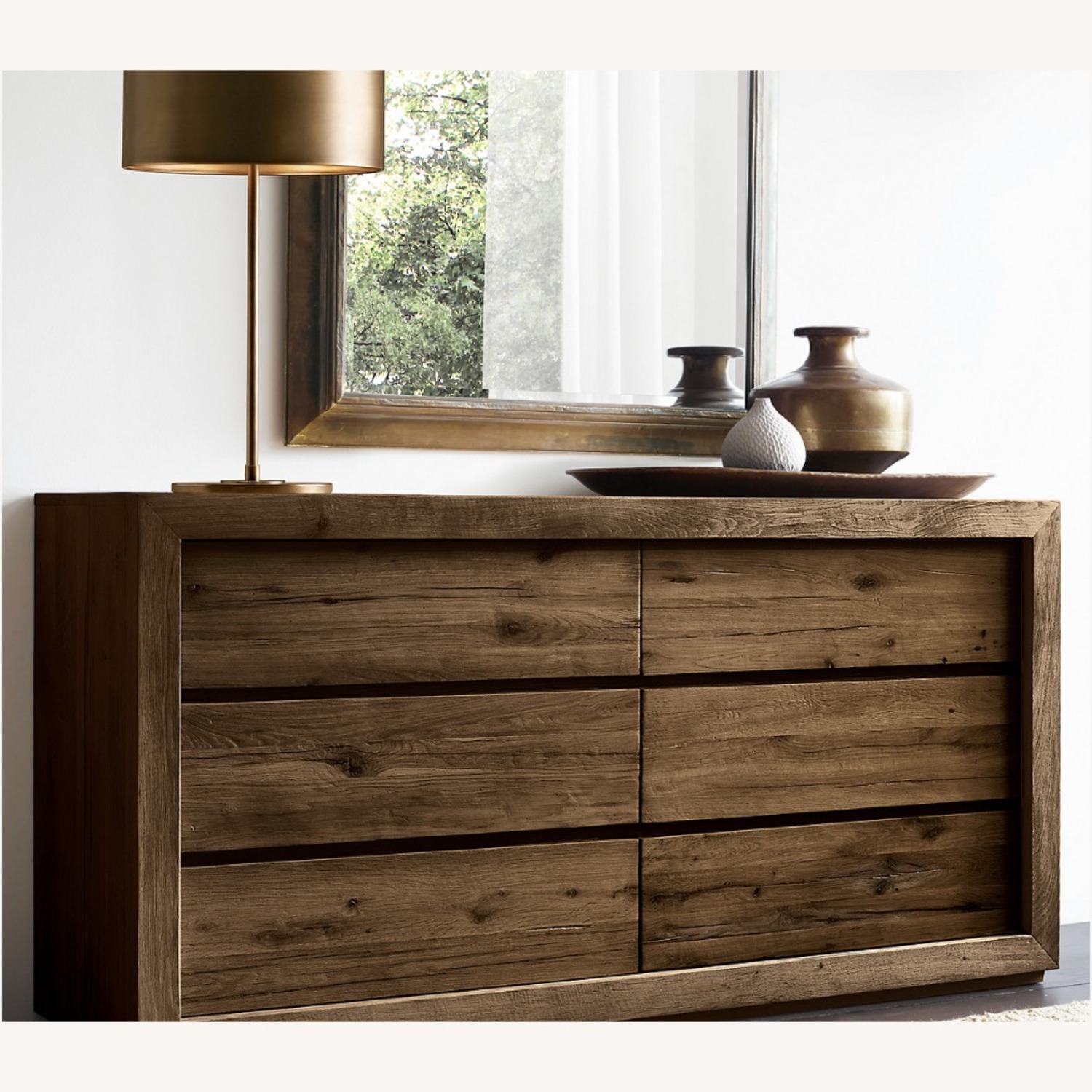 Restoration Hardware English Aged Mirror - Antiqued Brass - image-3