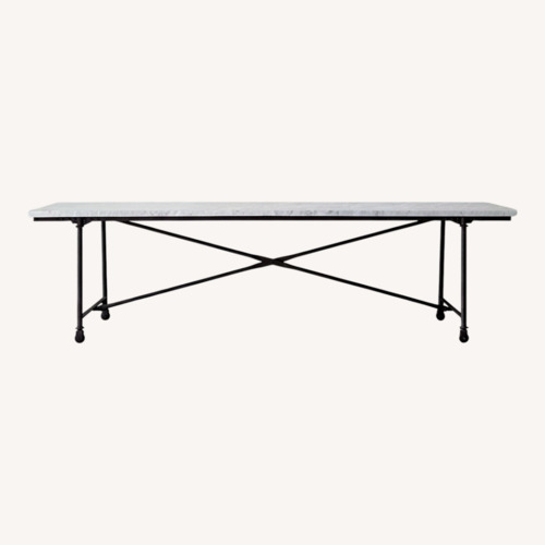 Used Restoration Hardware Flatiron Natural Marble Dining Table for sale on AptDeco