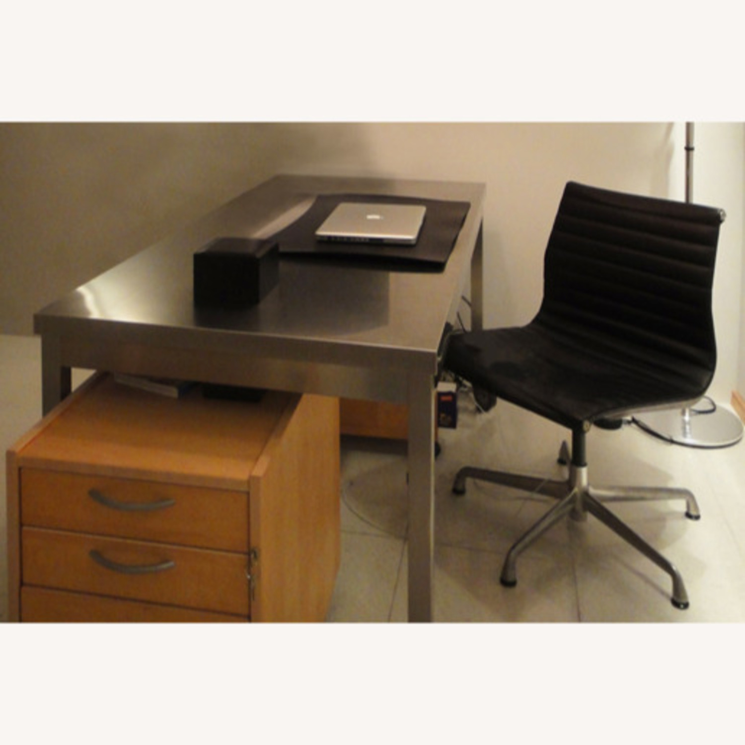 Stainless Steel Rolling Table Silver Metal Desk - image-4