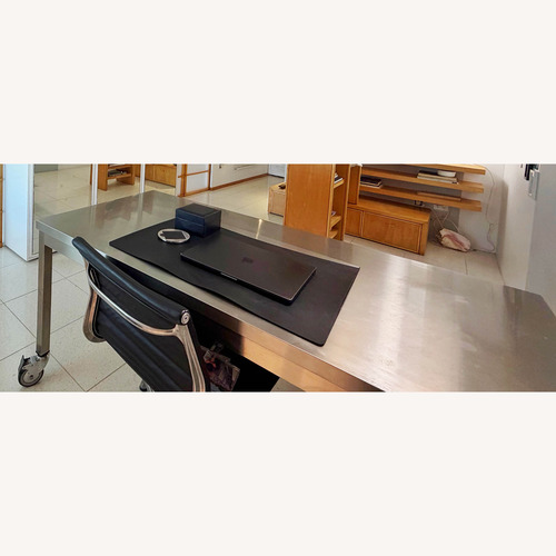 Used Stainless Steel Rolling Table Silver Metal Desk for sale on AptDeco