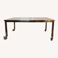Stainless Steel Rolling Table Silver Metal Desk