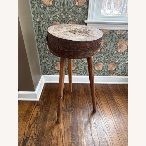 Used Primitive Antique Butcher Block Stand Side Table for sale on AptDeco