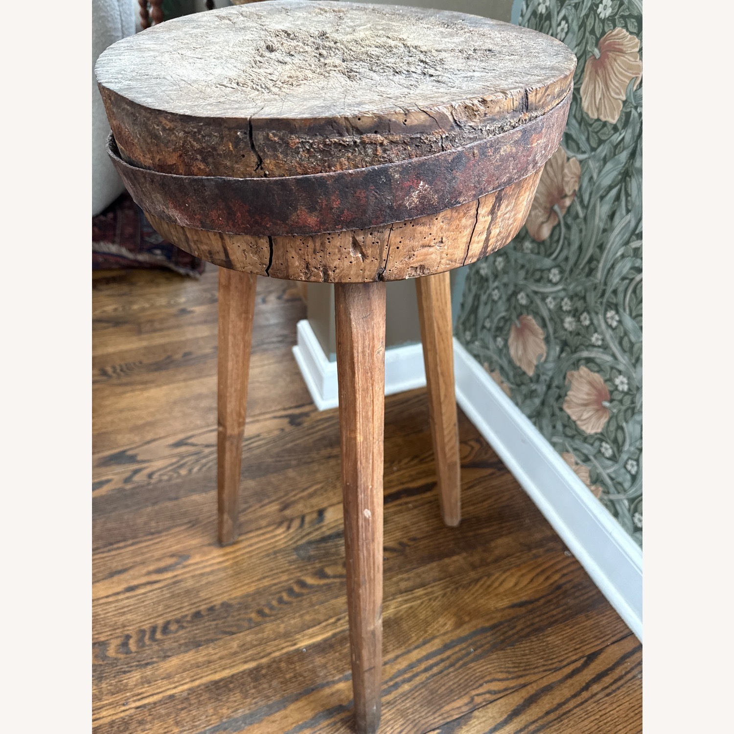 Primitive Antique Butcher Block Stand Side Table - image-2
