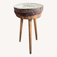 Primitive Antique Butcher Block Stand Side Table
