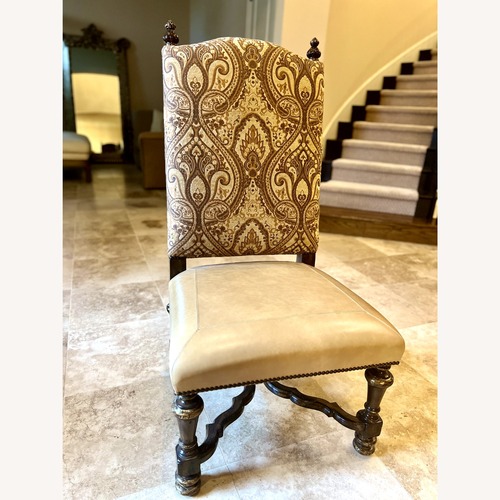 Used Marge Carson Light Brown Leather Dining Chairs for sale on AptDeco