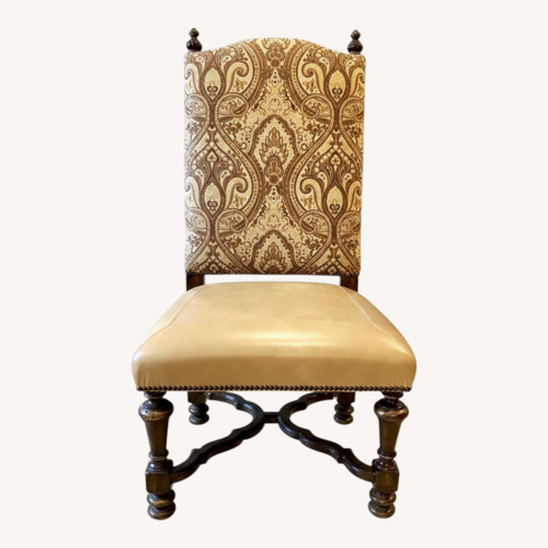 Used Marge Carson Light Brown Leather Dining Chairs for sale on AptDeco