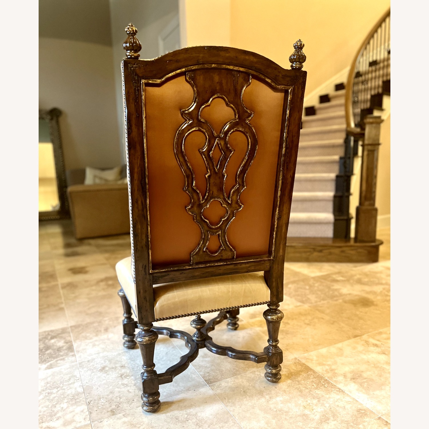 Marge Carson Light Brown Leather Dining Chairs - image-2