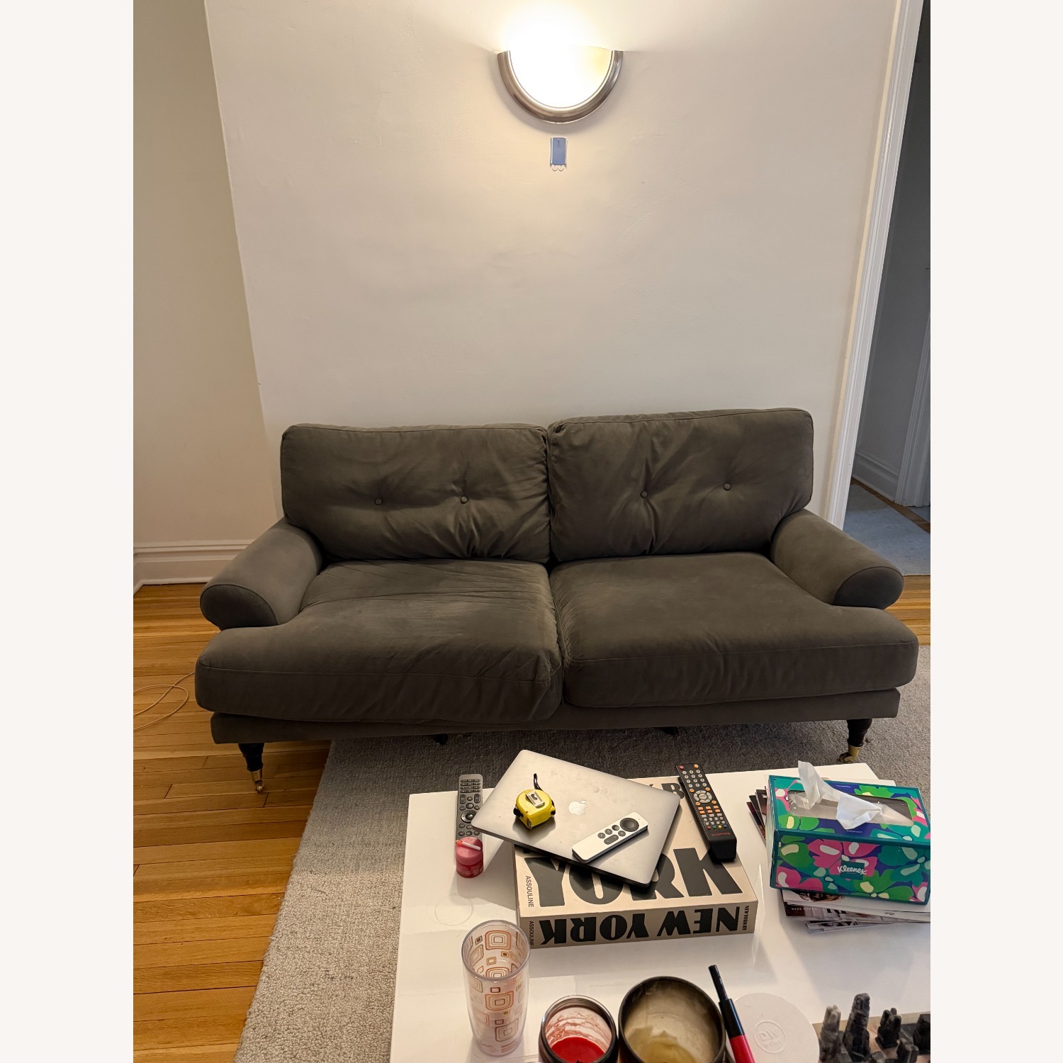 Macy's Brenata Dark Gray Fabric 2 Seater Sofa - image-1