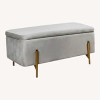 Amazon Liola Home Light Gray Velvet Bench