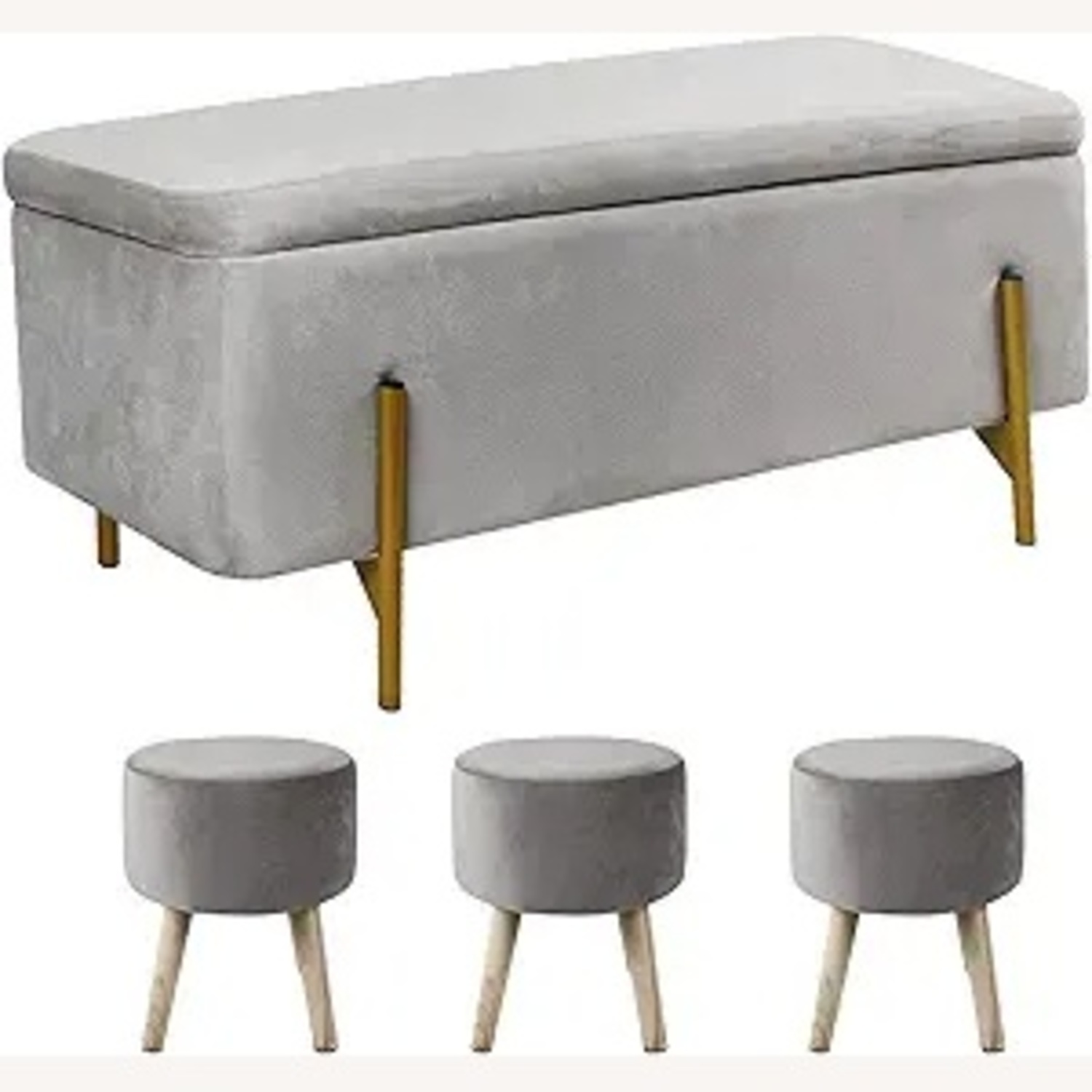 Amazon Liola Home Light Gray Velvet Bench - image-5