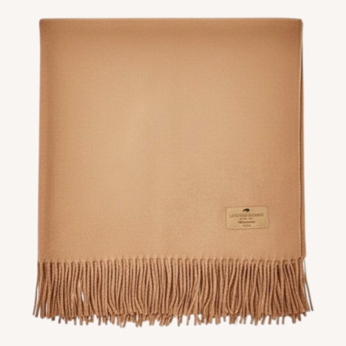 Used Lands Downunder Camel 100% Cashmere Throw Blanket for sale on AptDeco