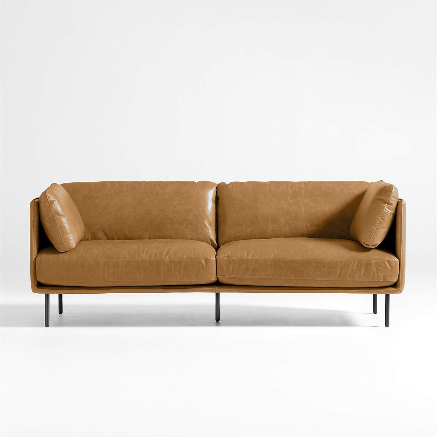 Crate & Barrel Dark Brown Leather 2 Seater Sofa - image-4