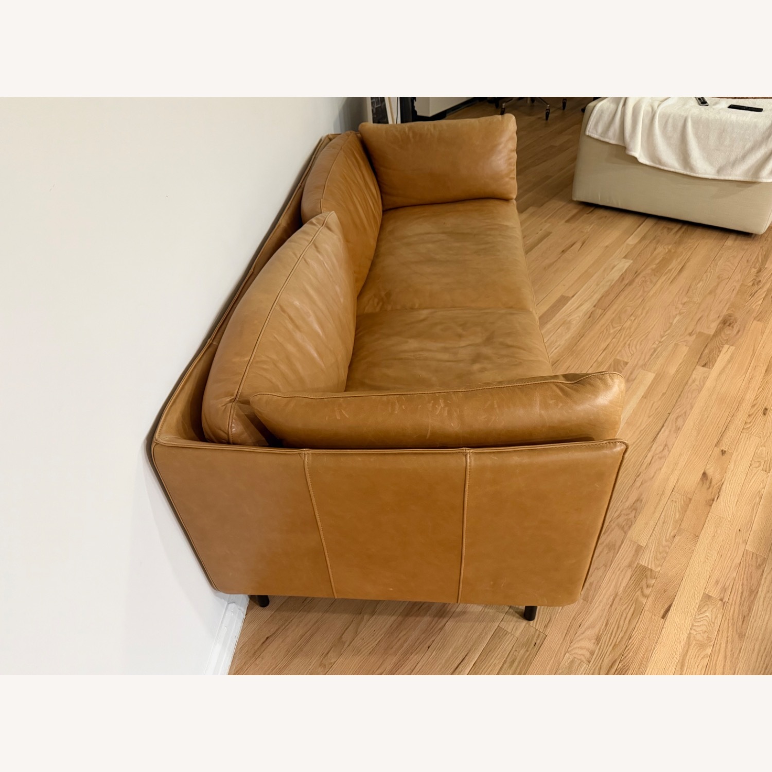 Crate & Barrel Dark Brown Leather 2 Seater Sofa - image-2