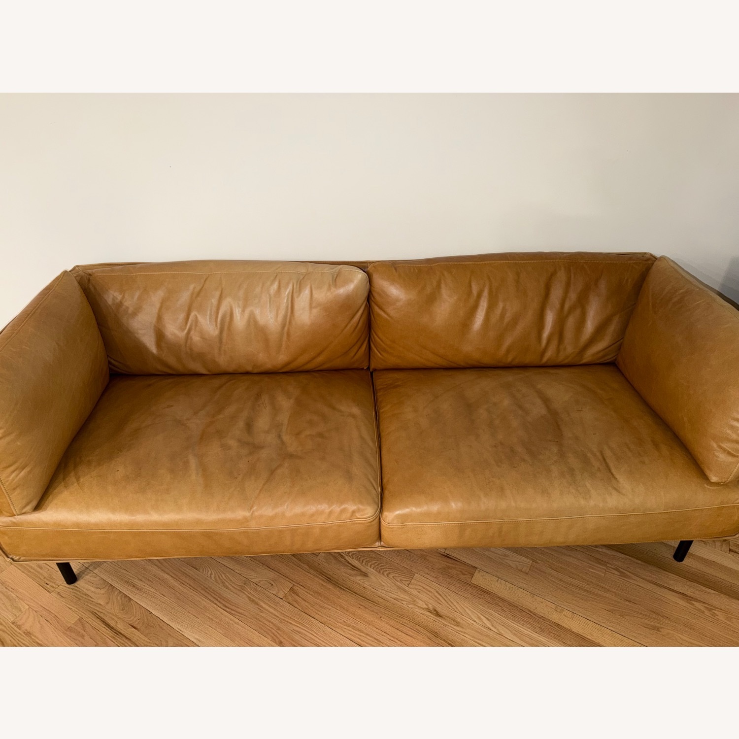 Crate & Barrel Dark Brown Leather 2 Seater Sofa - image-1