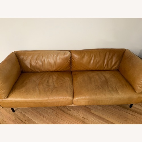 Used Crate & Barrel Dark Brown Leather 2 Seater Sofa for sale on AptDeco