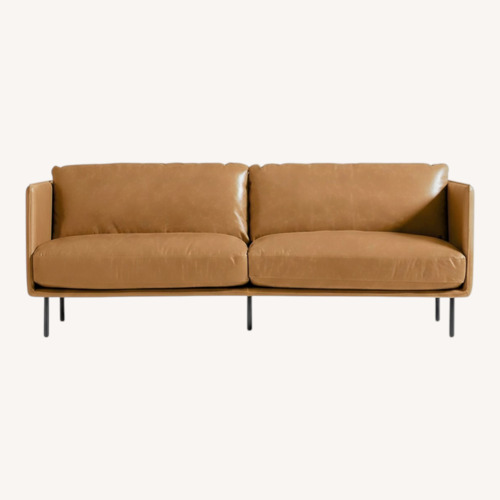 Used Crate & Barrel Dark Brown Leather 2 Seater Sofa for sale on AptDeco