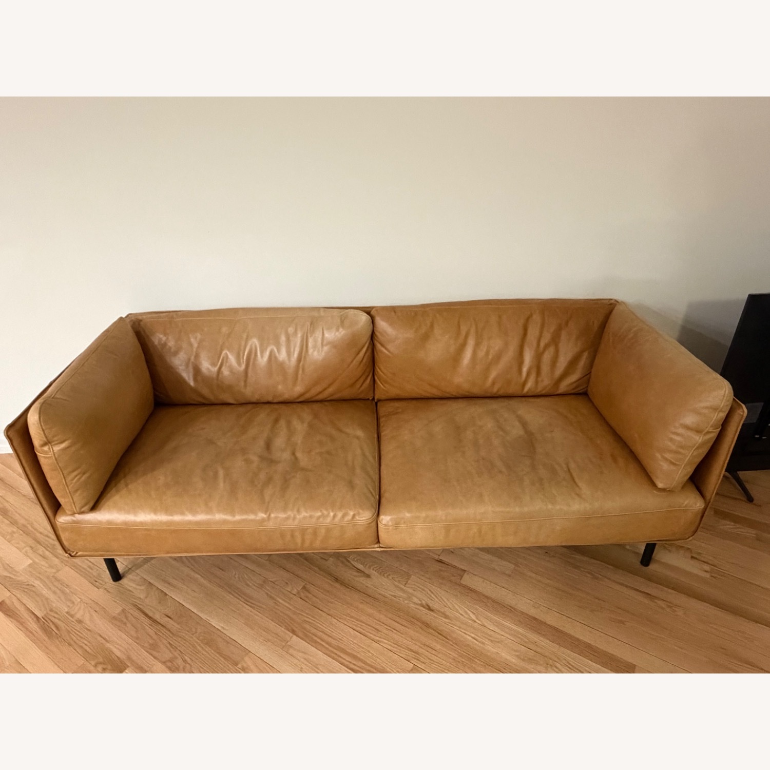 Crate & Barrel Dark Brown Leather 2 Seater Sofa - image-3