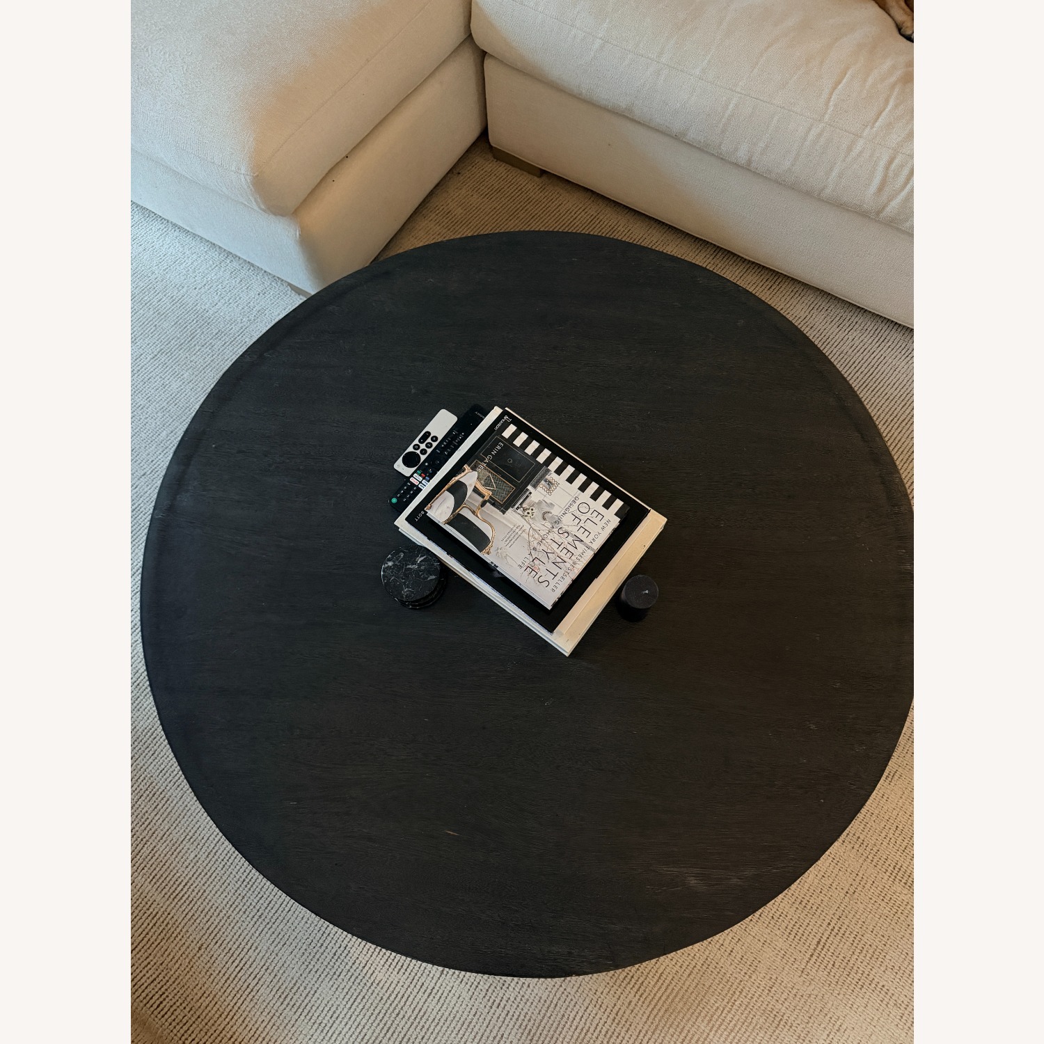 Restoration Hardware Dark Gray Wood Coffee Table - image-1