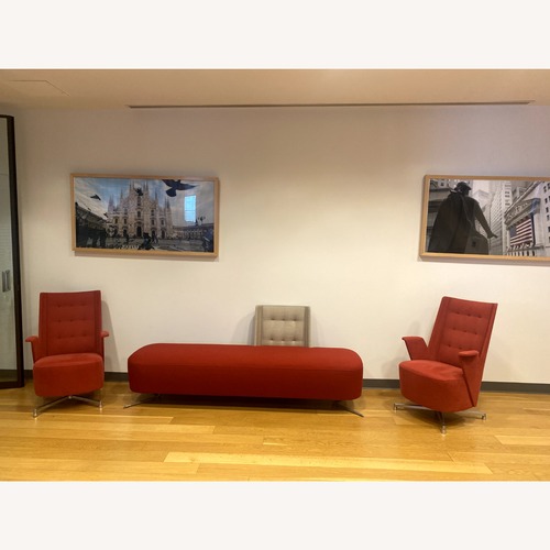 Used Red Bench Metal and Wool Fabric  for sale on AptDeco