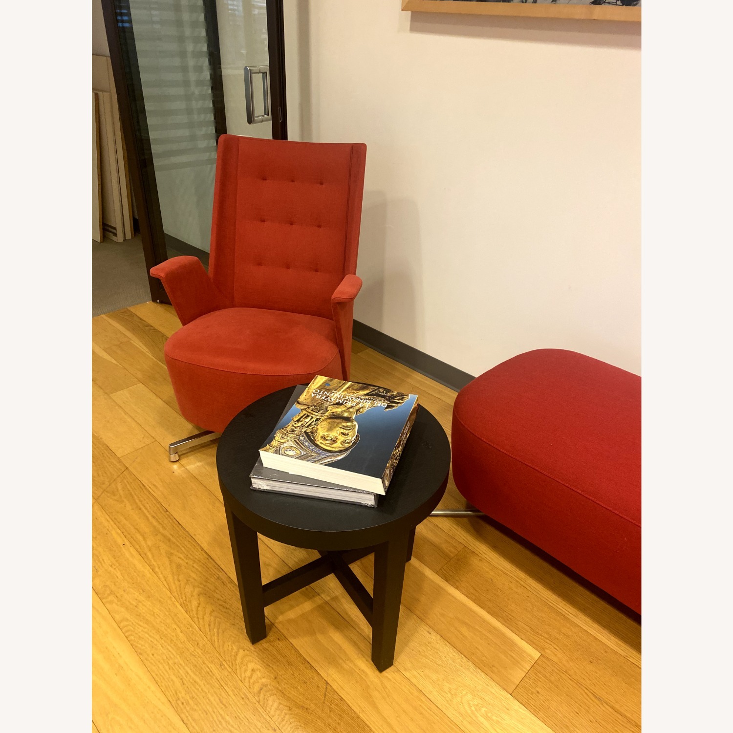 Red Bench Metal and Wool Fabric  - image-4