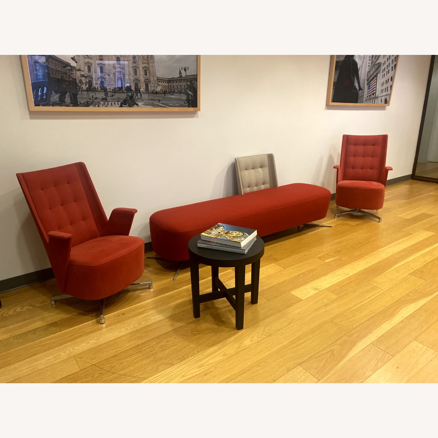 Red Bench Metal and Wool Fabric  - image-3