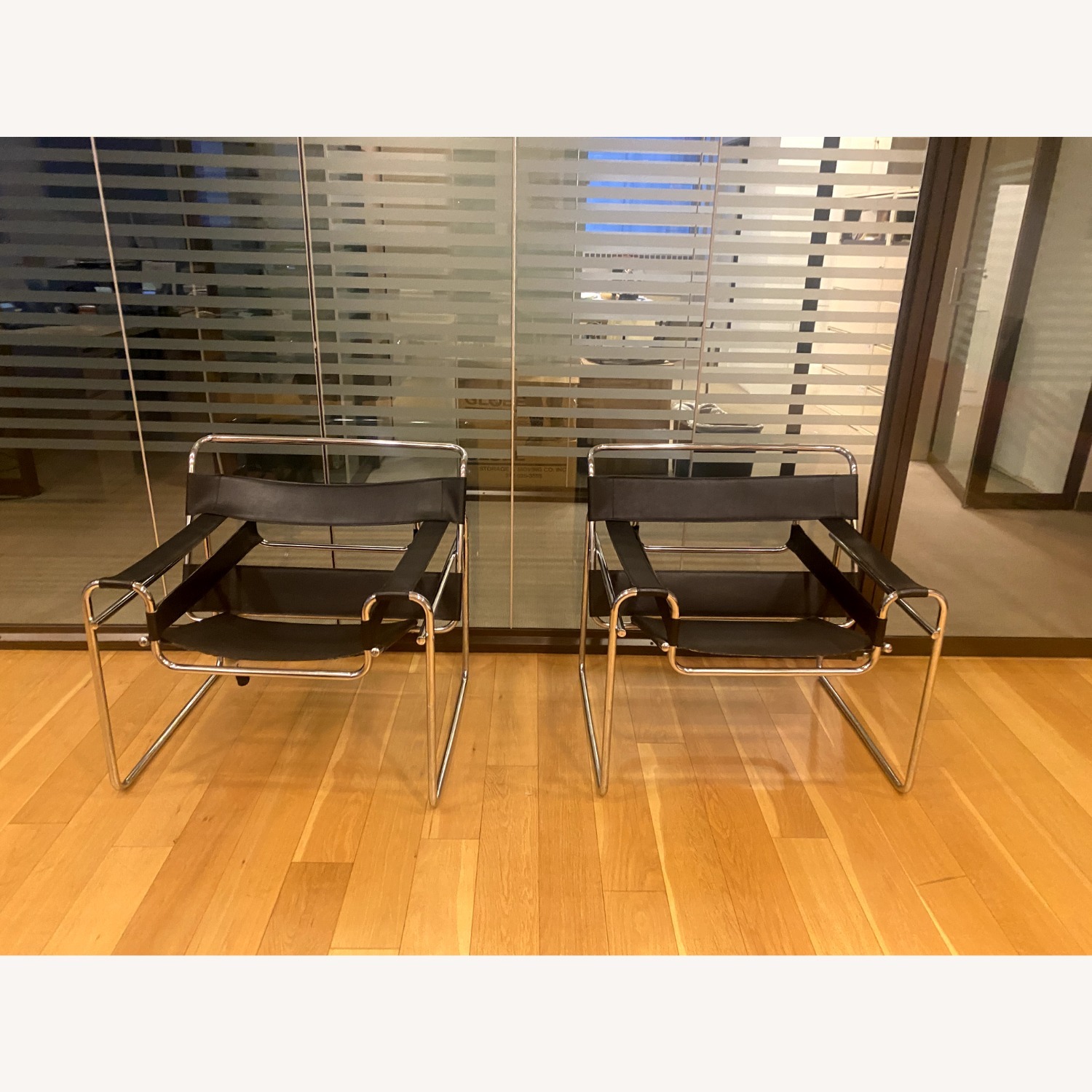 Knoll Black Leather Wassily Chairs - image-1