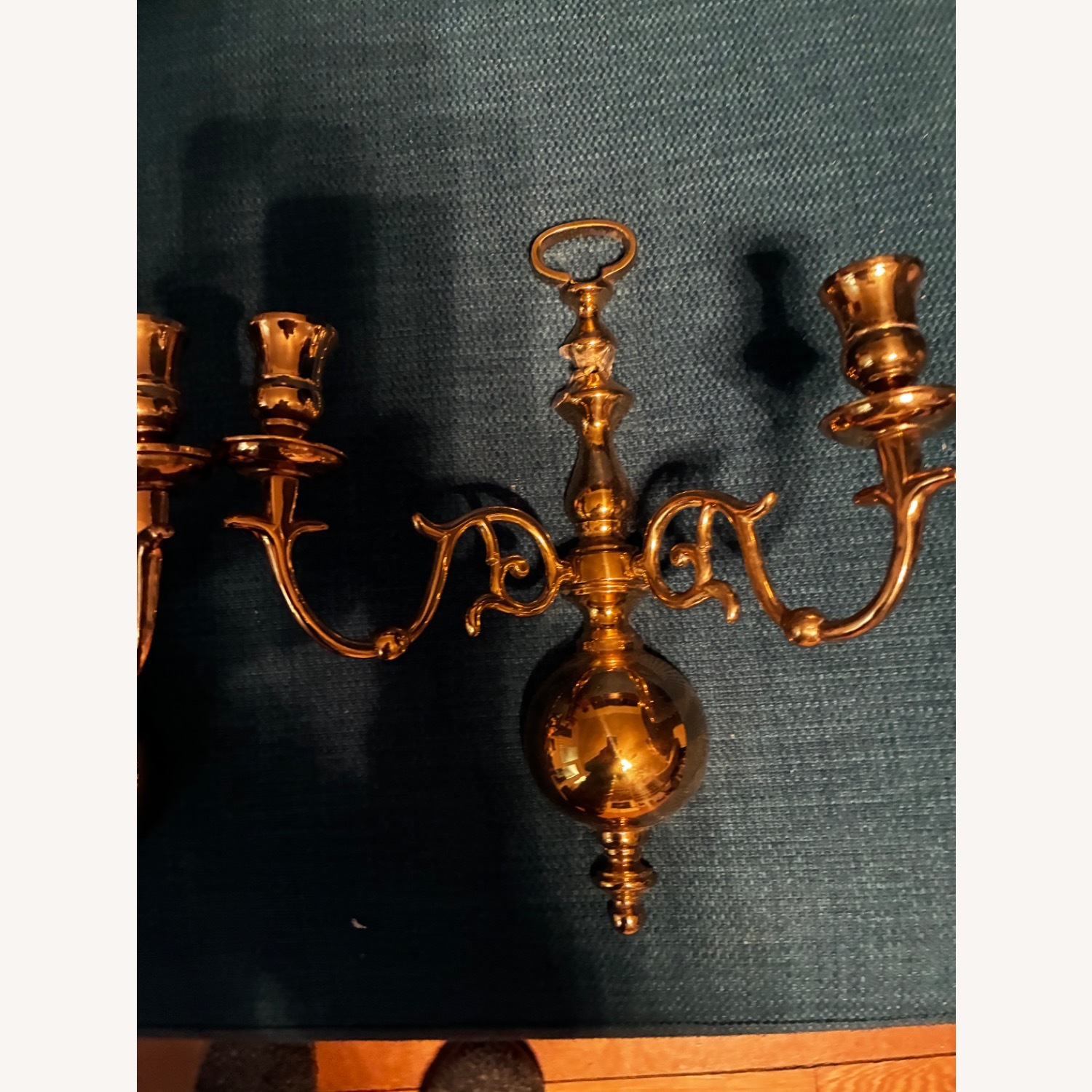 Gold Solid Brass Wall Candle Holders - image-1