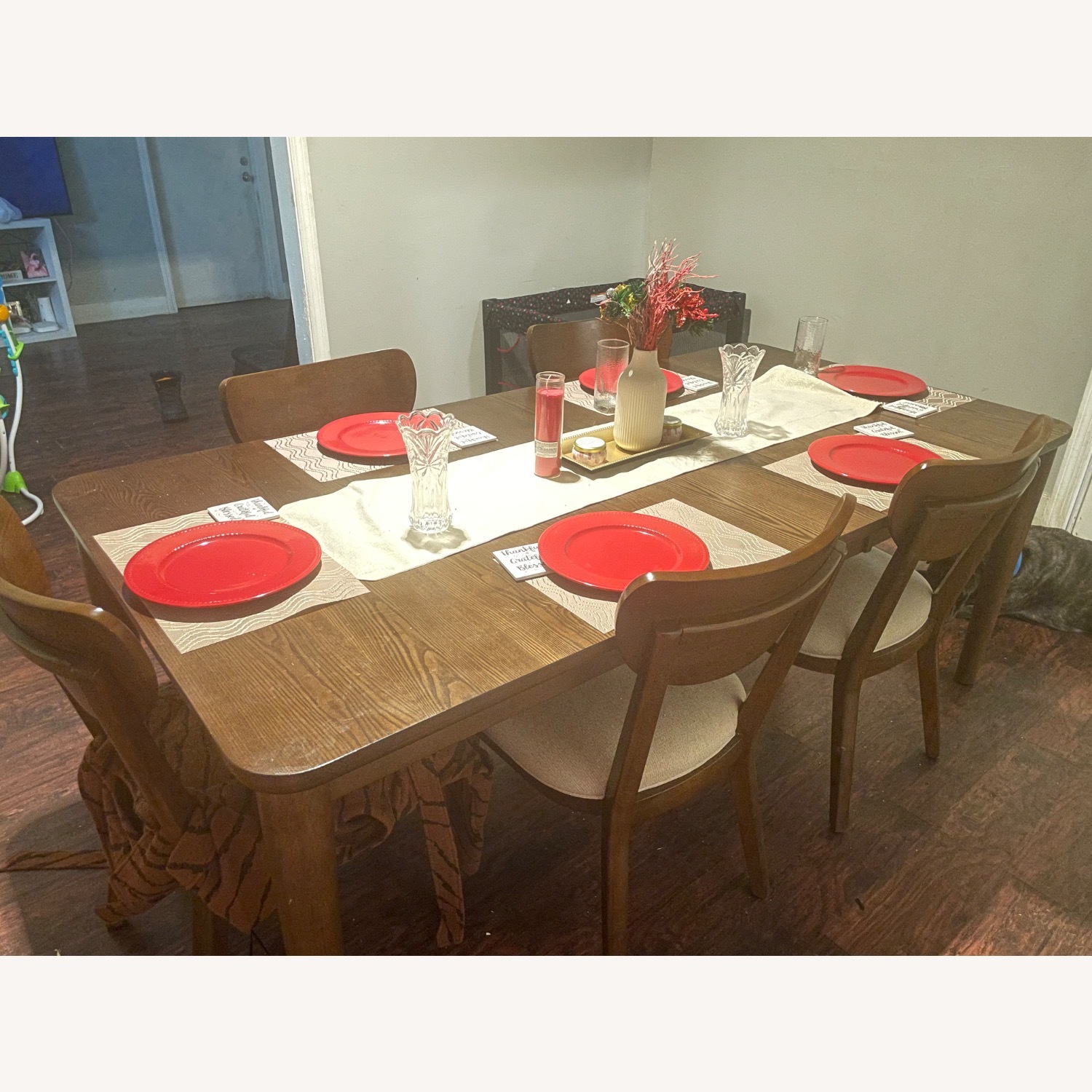 Dark Brown Dining Set with Chairs  - image-3