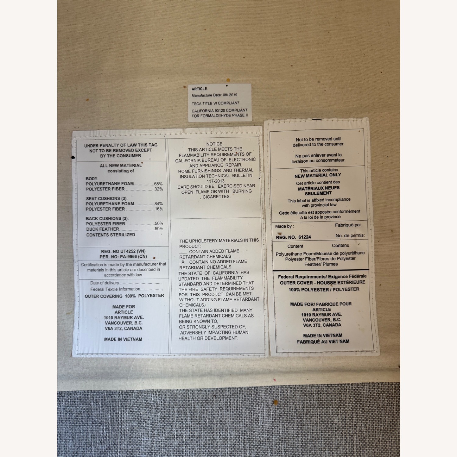 Article Burrard Light Gray Fabric 3 Seater Sofa - image-4