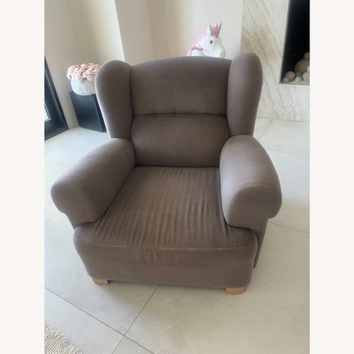 Used Dark Brown Suede Armchair for sale on AptDeco