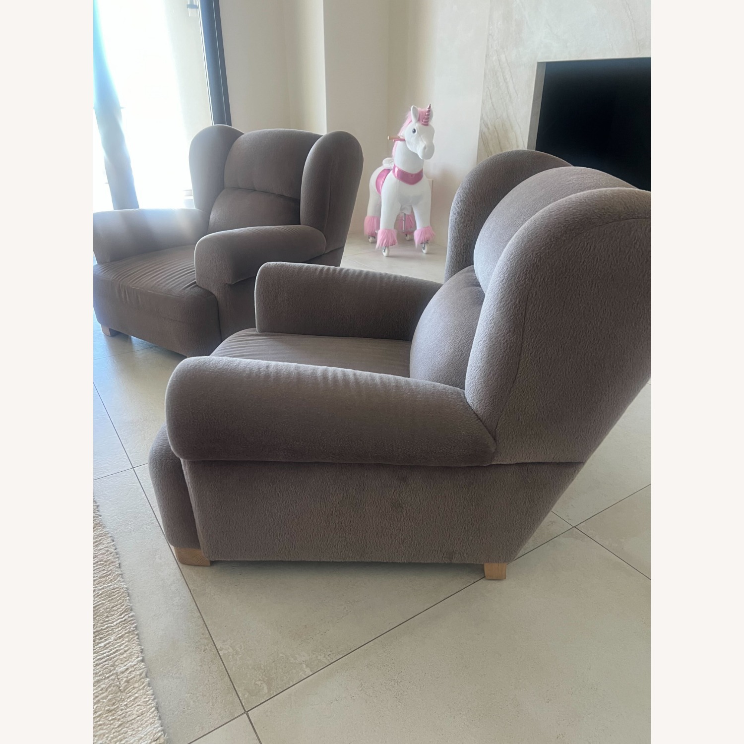 Dark Brown Suede Armchair - image-2