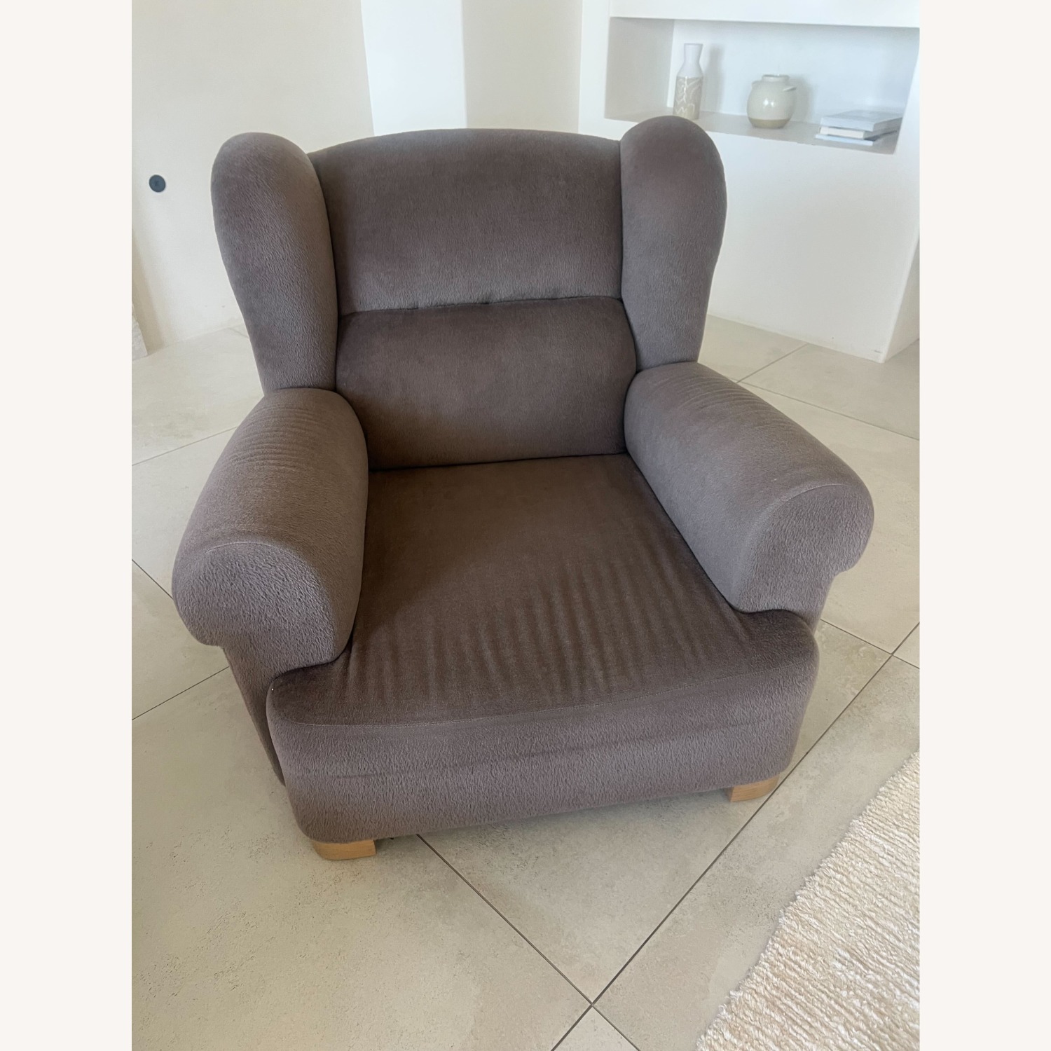 Dark Brown Suede Armchair - image-4