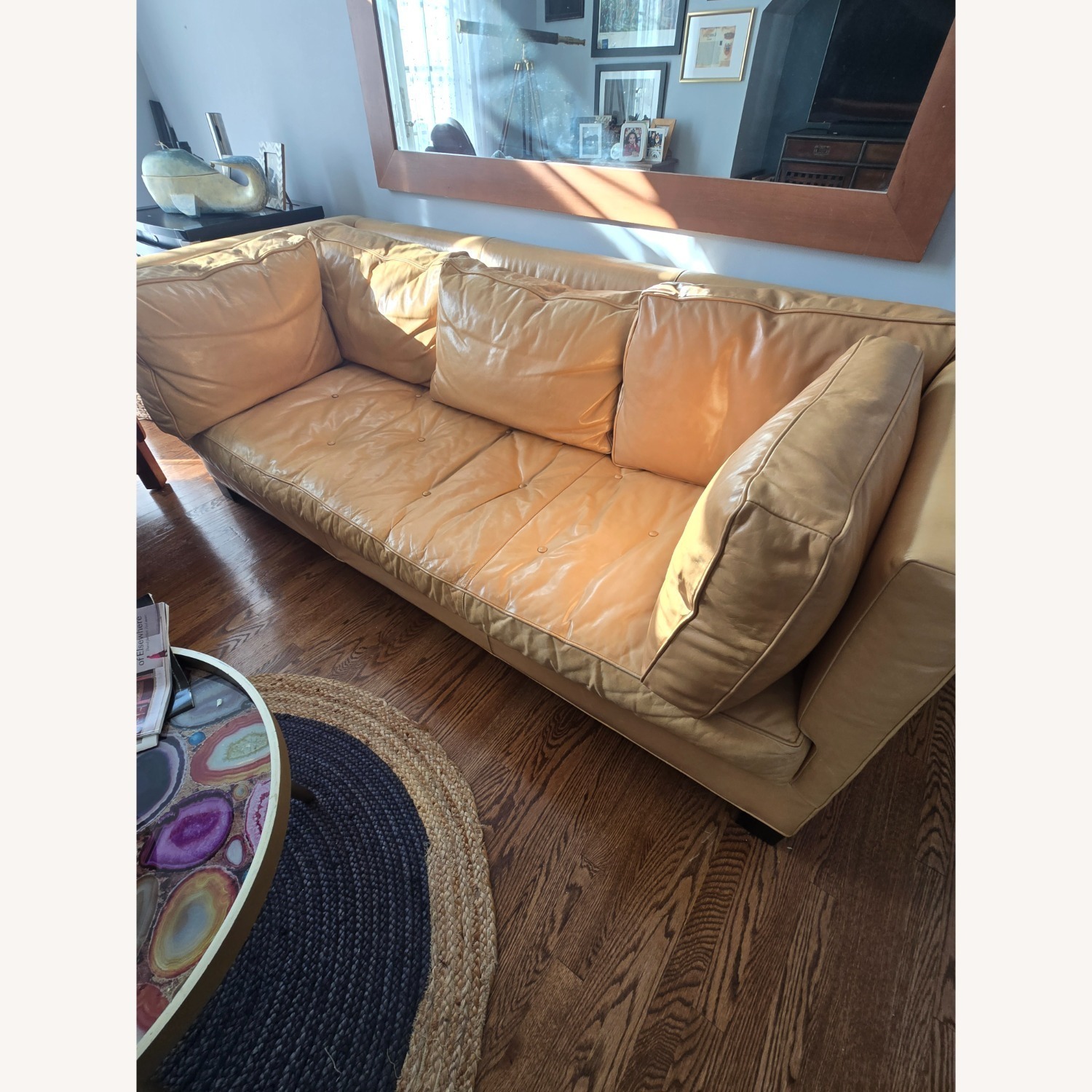 Light Brown Leather 3+ Seater Sofa - image-3