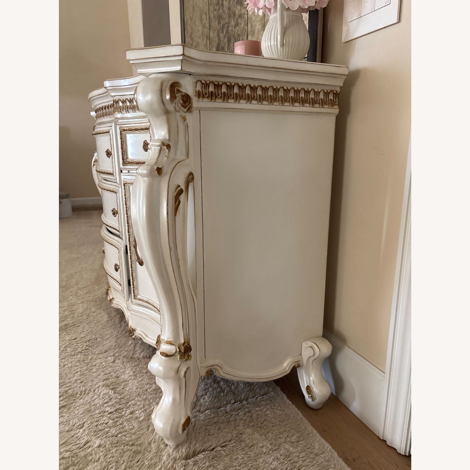 Vintage/Antique White Wood Armoire - image-2