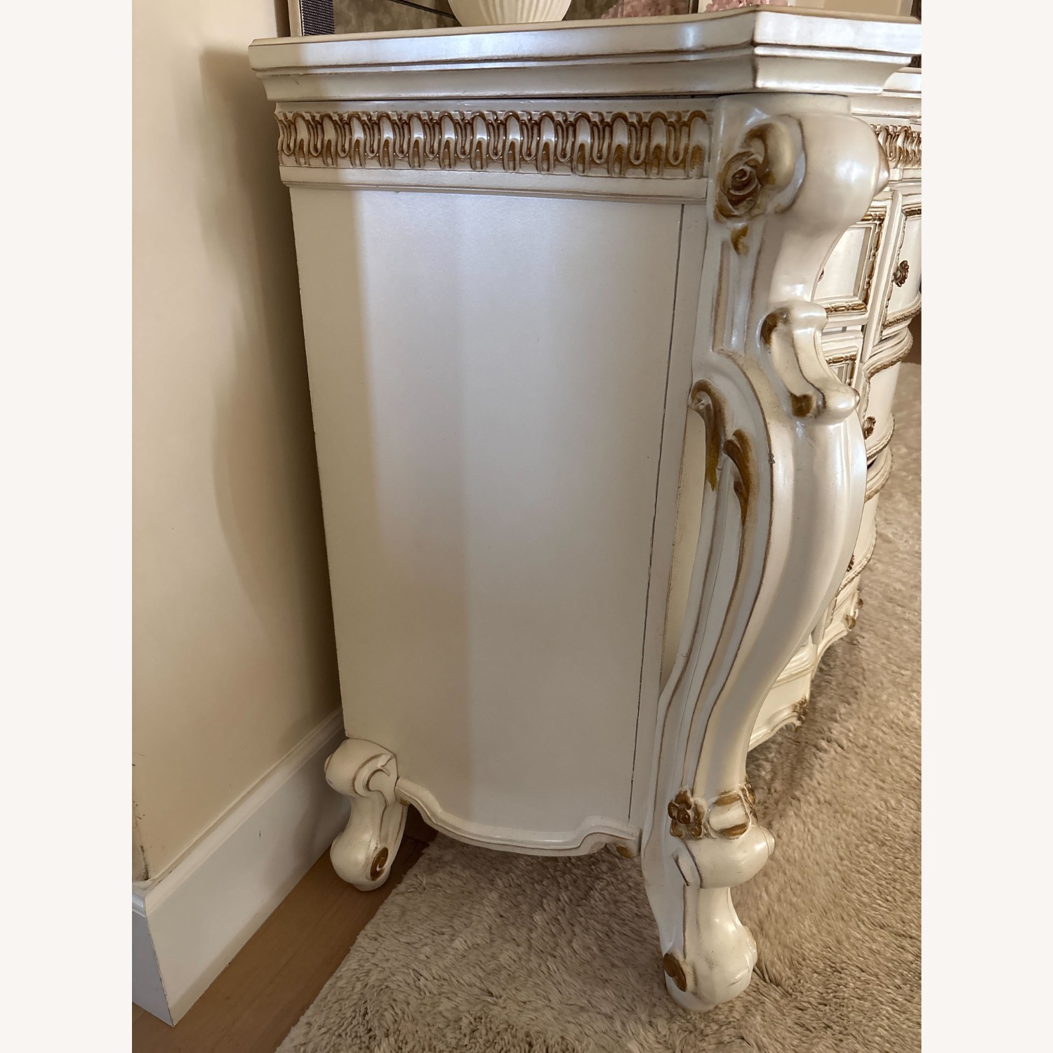 Vintage/Antique White Wood Armoire - image-3