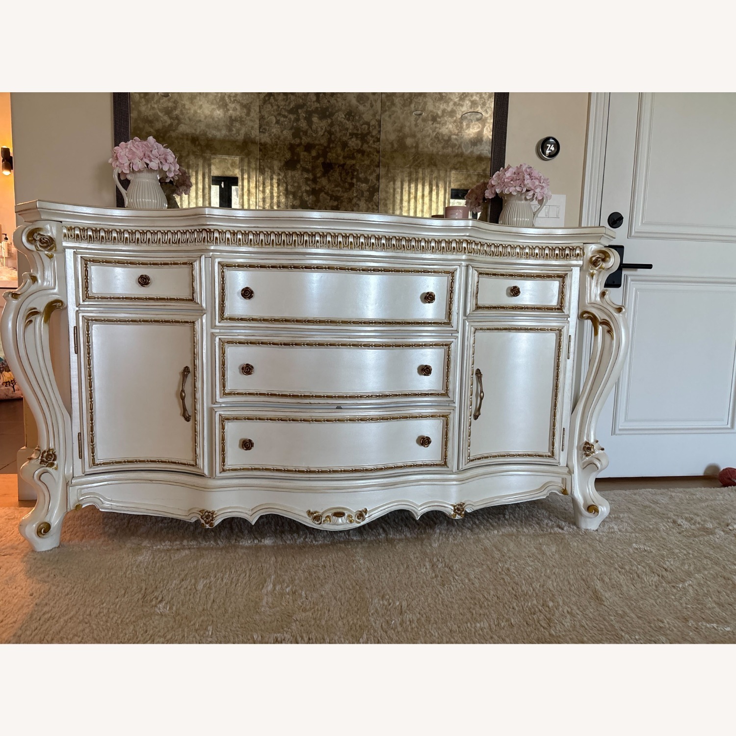 Vintage/Antique White Wood Armoire - image-1